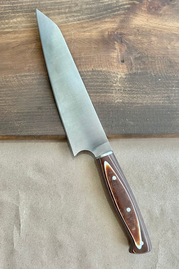 Eğri Santoku Ahşap Saplı Şef Bıçağı - Paslanmaz Çelik